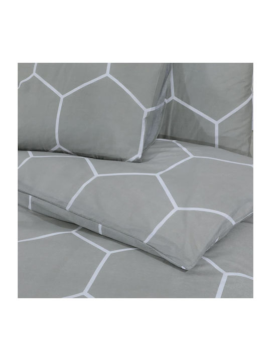 vidaXL Duvet Cover Set Cotton Double with 2 Pillowcases 200x200 Grey