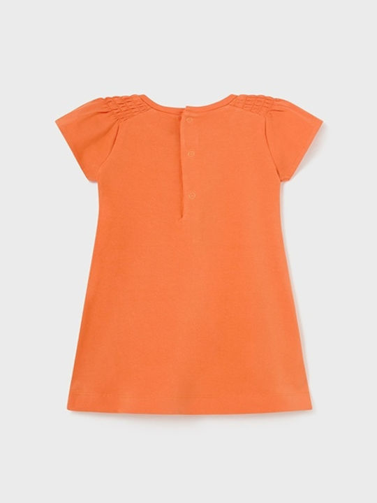 Mayoral Kids Dress Floral Short Sleeve orange