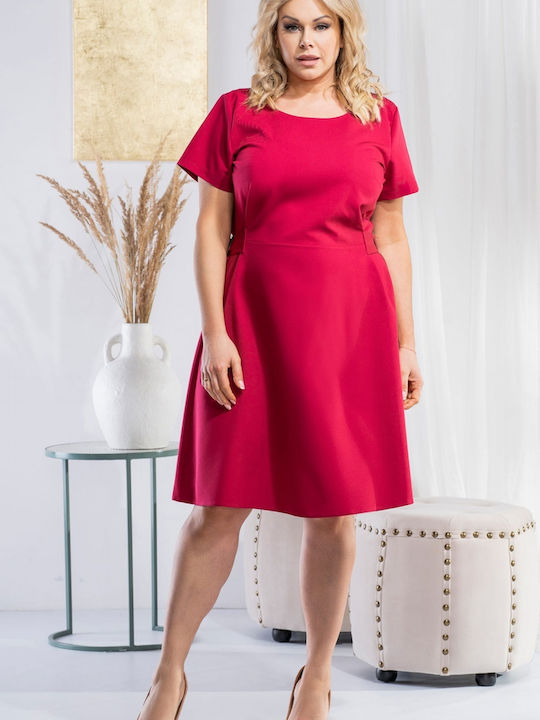 Karko All Day Short Sleeve Midi Dress Pink , Plus Size