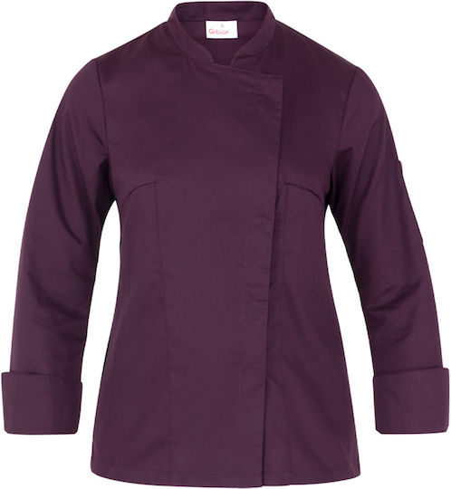 Giblor's Coat Chef 100% Cotton made Female Purple with Long Sleeve
