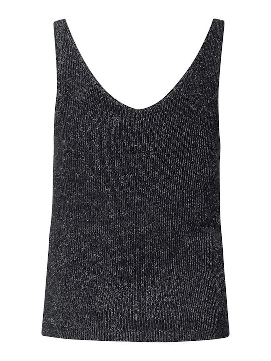 Women's Summer Blouse Cotton Sleeveless with V Neckline Polka Dot Navy Blue
