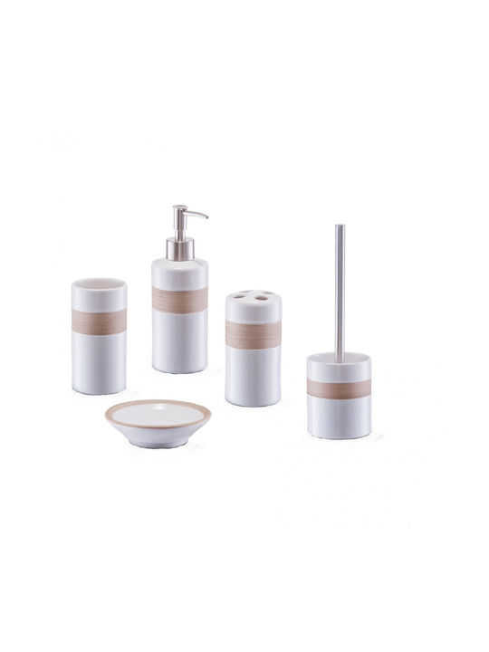 Zeller Badezimmer-Accessoire-Set Keramik Beige 5Stück