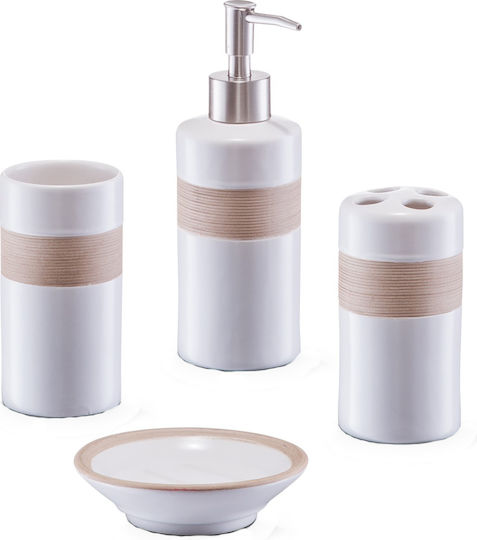 Zeller Set Accesorii Baie Ceramică Bej 5buc
