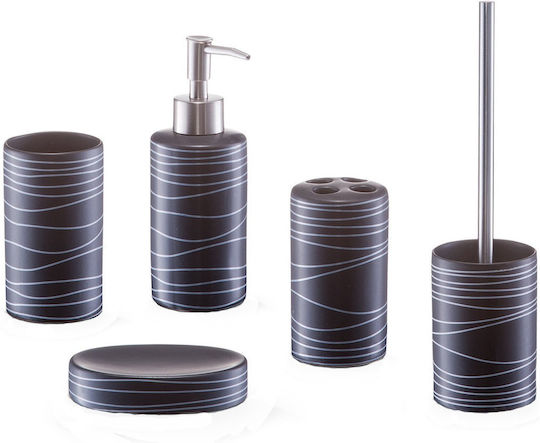 Zeller Ceramic Bathroom Accessory Set Black 4pcs Zeller Ceramic Bathroom Accessory Set Black 4pcs