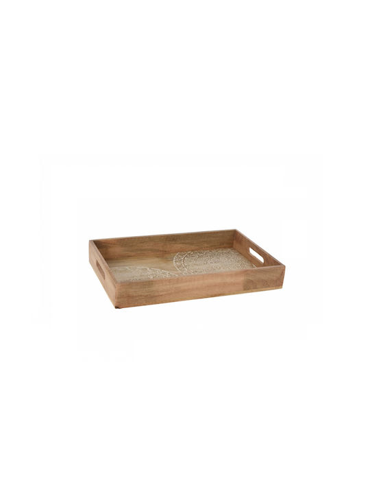 Excellent Houseware Lemnos Dreptunghiular Tavă de Servire cu Mânere în Culoare Maro 38x24x6.5cm 1buc