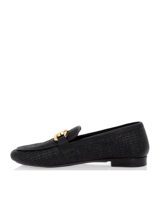 Leather Women's Loafers in Black Color