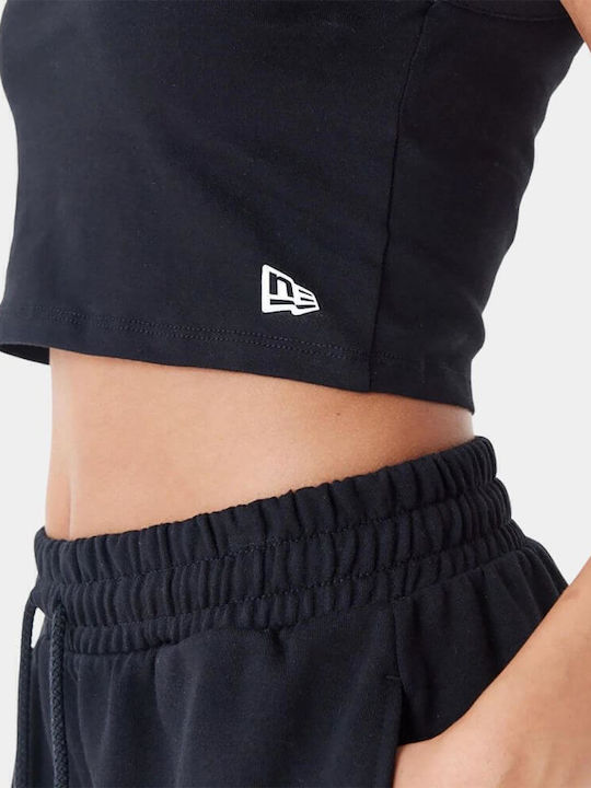 Γυναικείο Καλοκαιρινό Crop Top Βαμβακερό Αμάνικο Μαύρο