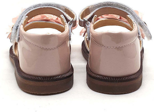 Andanines Pantofi de botez din piele roz