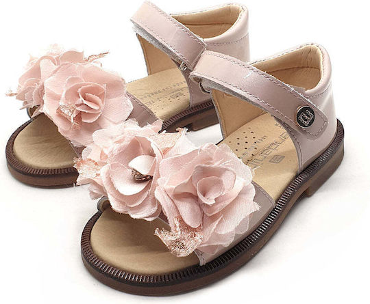 Andanines Pantofi de botez din piele roz