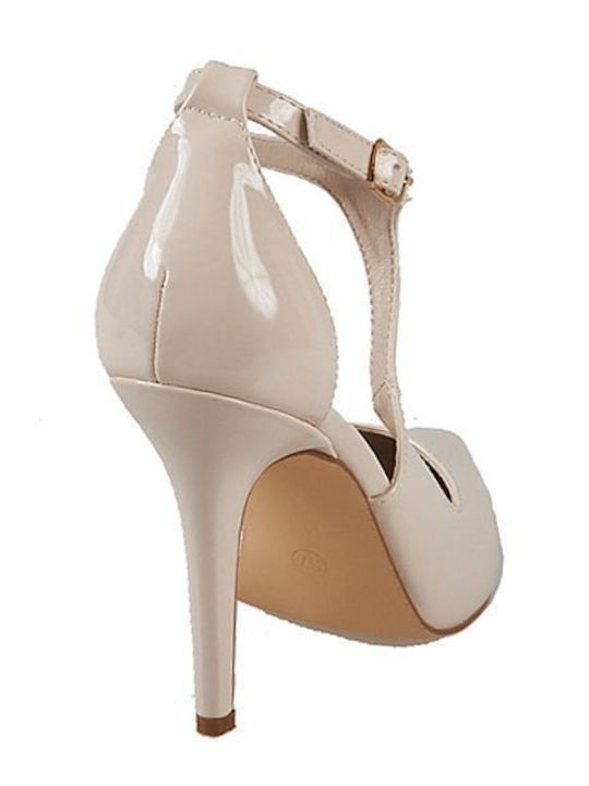 Pumps mit Riemchen Beige