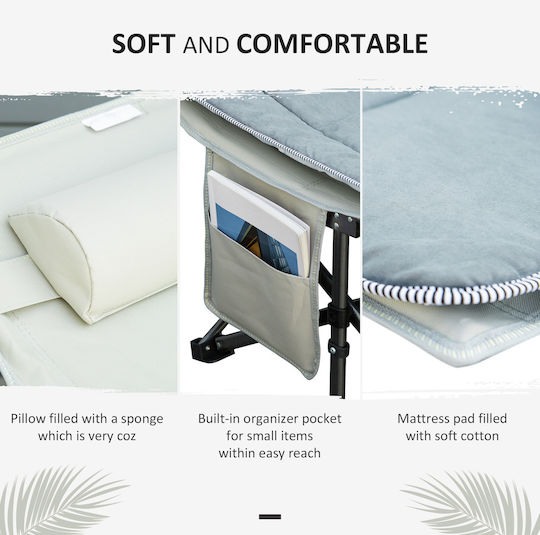 Outsunny Foldable Metallic Beach Sunbed Gray 188x64.5x53cm
