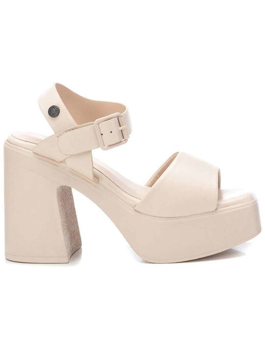 Refresh Damen Sandalen mit hohem Absatz in Beige Farbe