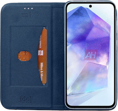 Idol 1991 Elite Anti-rfid Buchen Sie Synthetisches Leder / Silikon / Leder Blau (Samsung A55 5G, A556)