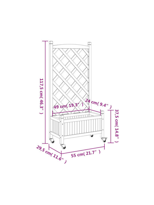 vidaXL Pot Wooden Grey 55x55cm.