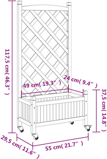 vidaXL Pot Wooden Grey 55x55cm.