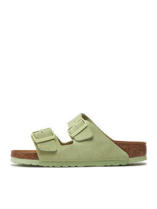 Arizona Leather Women's Flat Sandals in Green Color Narrow Fit