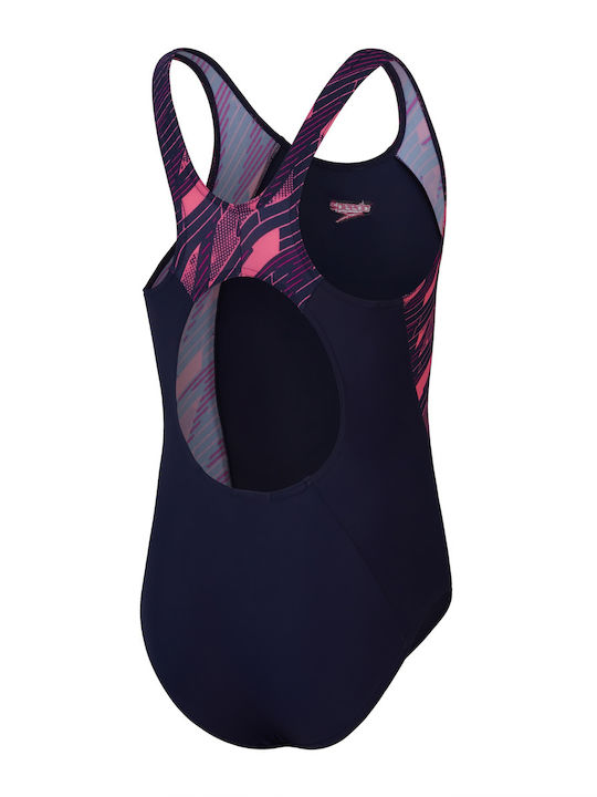 Speedo Hyperboom Splice Muscleback Kids Swimwear One-Piece Navy Blue