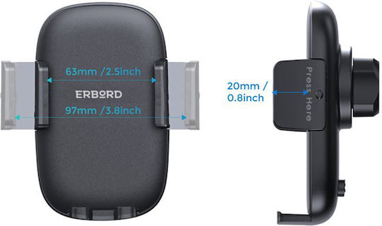 Erbord Erbord Handyhalterung Auto 4.43" - 7.31" mit verstellbaren Haken Schwarz