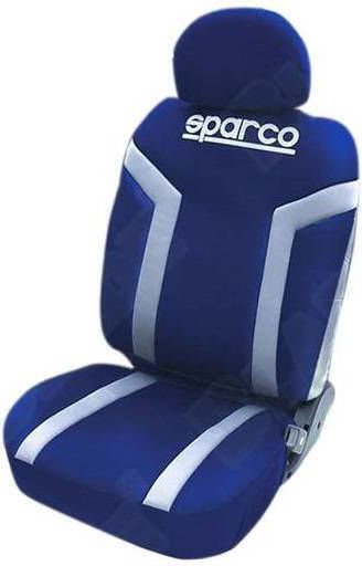 "Sparco Linea S" Universal Fabric Car Seat Covers Set Front / Rear 11 Pieces Blue / White