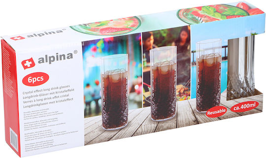 Alpina Appliances Water Glass Set Plastic 400ml 6 Pieces
