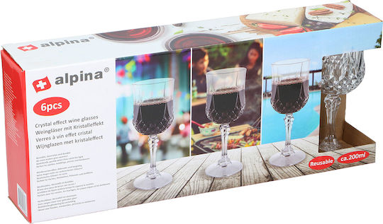 Alpina Appliances Set of Plastic Goblet Glasses Red Wine 200ml 6 Pieces