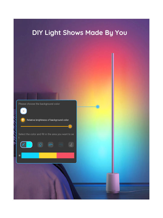 Govee LED Floor Lamp H140xW13.7cm. with RGBW Light White