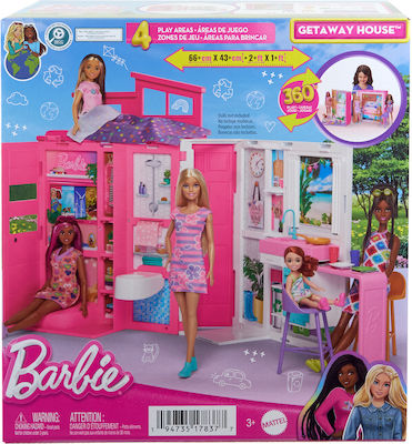 Barbie New Dollhouse - Suitcase, Set with 4 Play Areas and 11 Decoration Accessories (HRJ76)