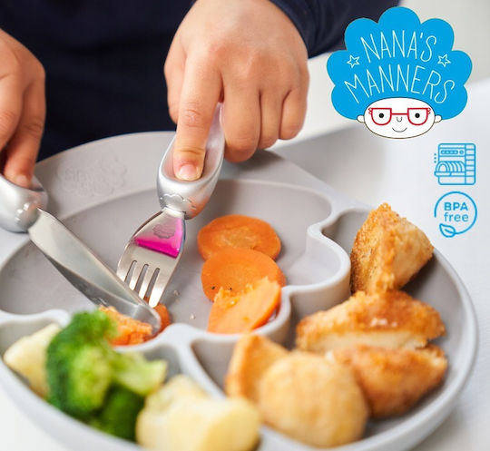Nana's Manners Παιδικό Πιάτο Φαγητού Nana's Manners από Σιλικόνη Γκρι
