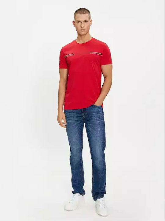 Tommy Hilfiger T-shirt Bărbătesc cu Mânecă Scurtă Roșu