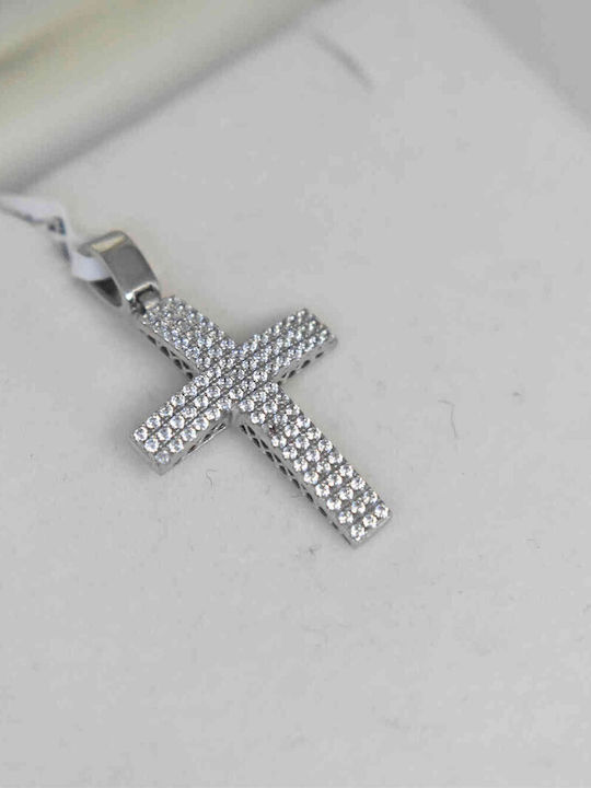 Damen Weißgold Kreuz 14K mit Kette