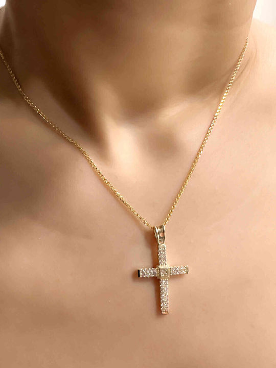 Дамски Златен Кръст 14K с Верижка