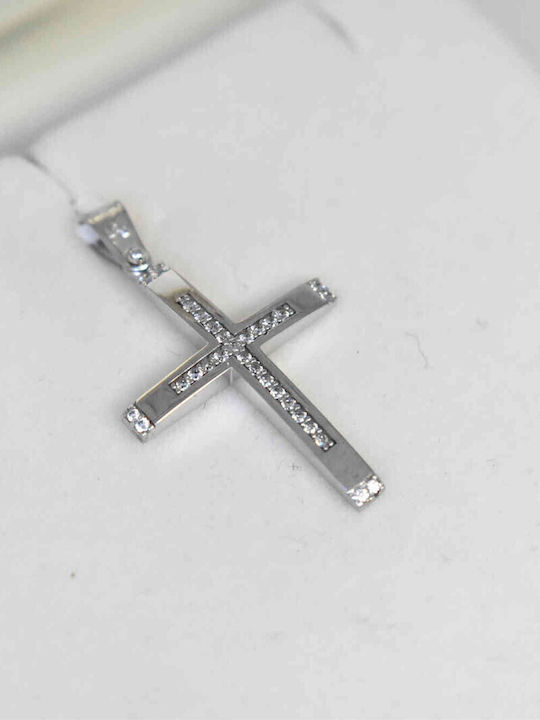Damen Weißgold Kreuz 14K mit Kette