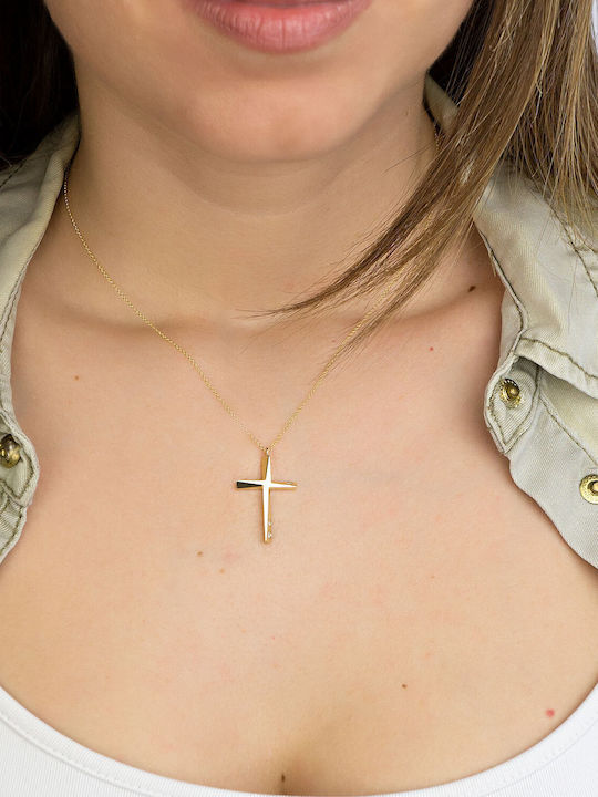 Kiriakos Gofas Women's Gold Cross 18K Double Sided with Chain