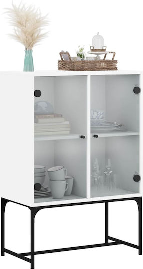 Bodenstehende Wohnzimmer-Vitrine aus Spanplatte in Weiß mit Glastür 69x37x100 cm