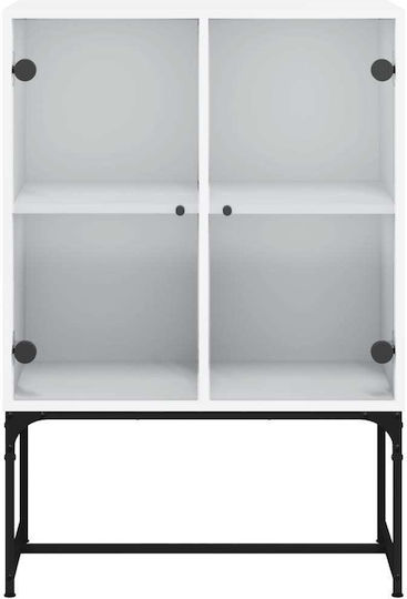 Bodenstehende Wohnzimmer-Vitrine aus Spanplatte in Weiß mit Glastür 69x37x100 cm
