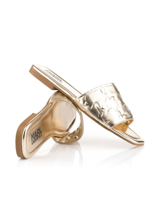 Karl Lagerfeld Damen Flache Sandalen in Gold Farbe