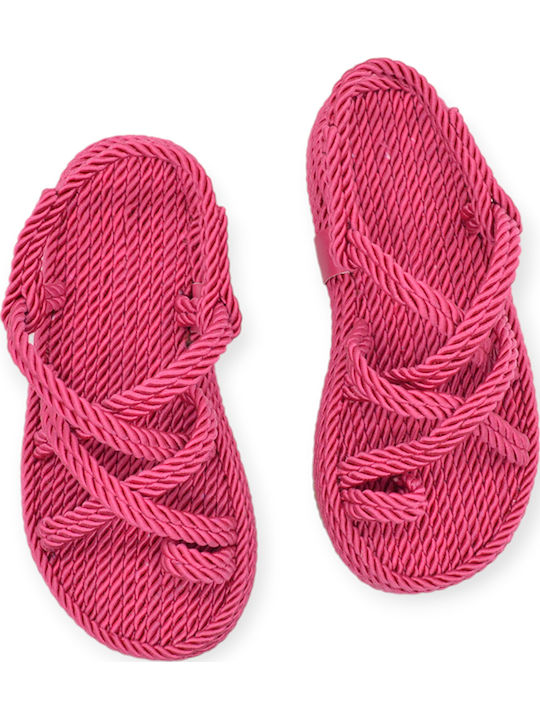 Women's Flat Sandals in Fuchsia Color