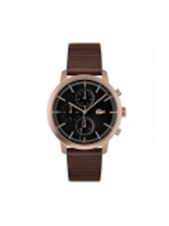 Lacoste Watch Chronograph Battery with Brown Leather Strap