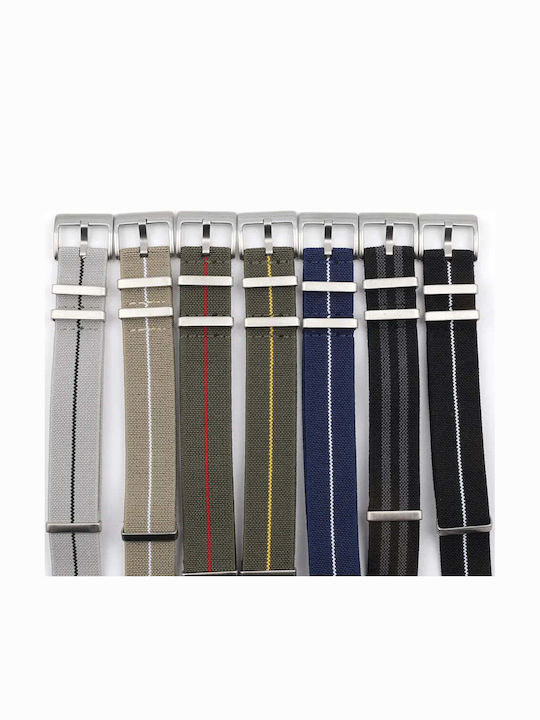 Black Gray Elastic Nato Strap 22mm with Buckle