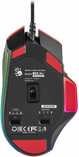 A4Tech Bloody W95 RGB Gaming Gaming Maus 12000 DPI Rot