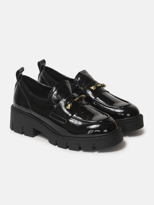 InShoes Patent Leather Women's Loafers in Black Color