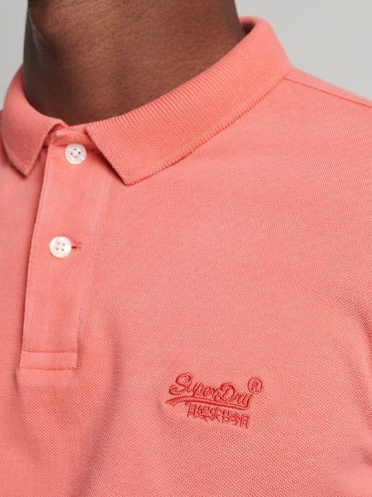 Superdry Organic Cotton Vintage Destroy Herren Kurzarmshirt Polo Maldive Pink