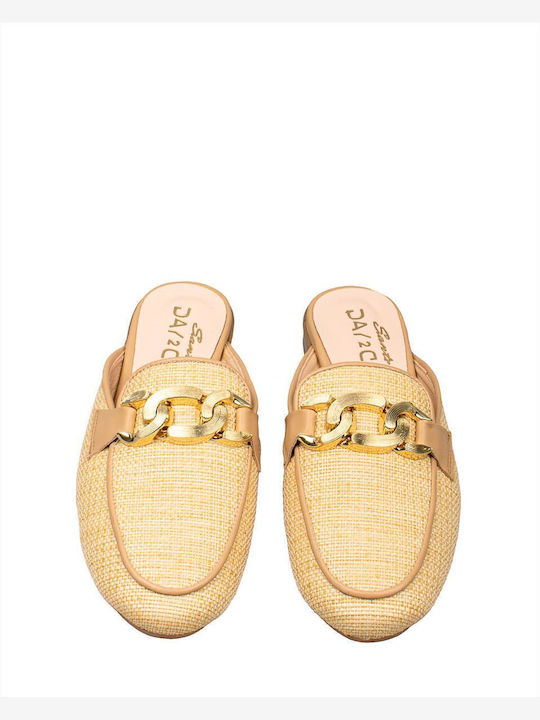 Flat Δερμάτινα Mules σε Μπεζ Χρώμα