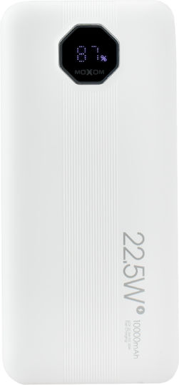 Moxom Power Bank 10000mAh 18W with 2 USB-A Ports and USB-C Port Power Delivery White