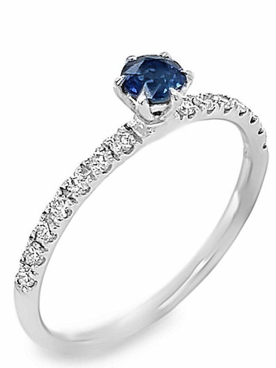 Xryseio Ring with Diamond made of White gold 18K