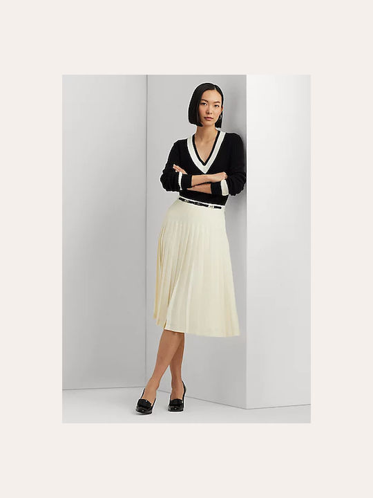 Ralph Lauren Pleated Midi Skirt Mascarpone Cream