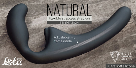 Natural Trägerlos Strap On mit Dildo 12cm mit Vibration in Schwarz Farbe