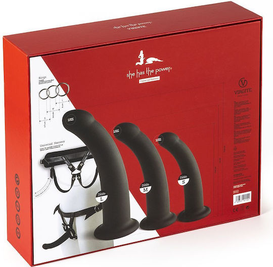 Kiotos Virgite Strapless Strap On με Dildo σε Μαύρο Χρώμα 3τμχ