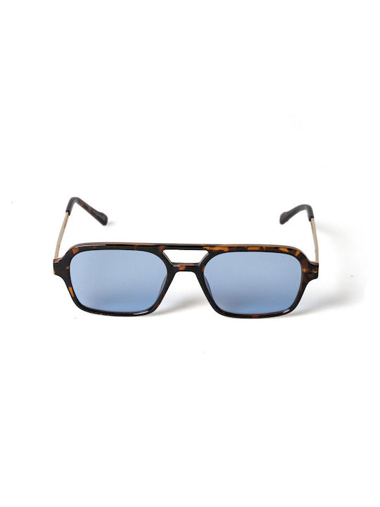 AV Sunglasses Cleo Men's Sunglasses with Brown Tartaruga Frame and Blue Lens