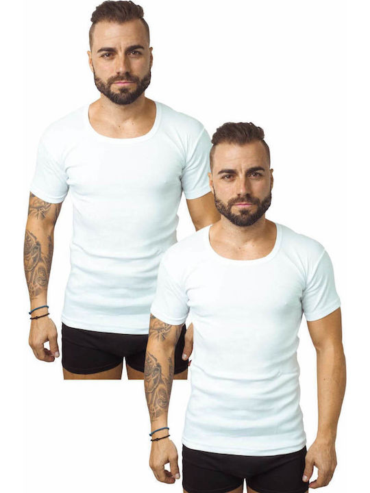 Ανδρικές Φανέλες Κοντομάνικες Λευκό 2Pack